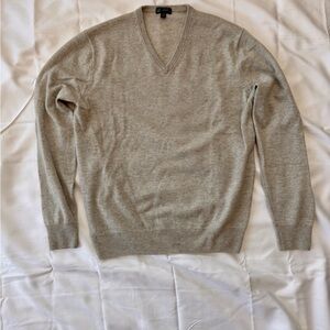 J. Crew Men's Light Beige Loro Piana Cashmere V-Neck Sweater